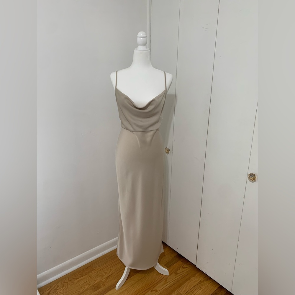 BHLDN Sachin & Bibi Satin Charmeuse Midi Dress | Champaign | Size 6